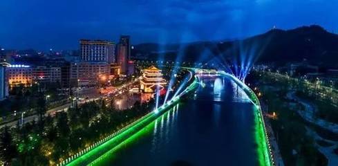 商洛丹江燈光秀點亮秦嶺